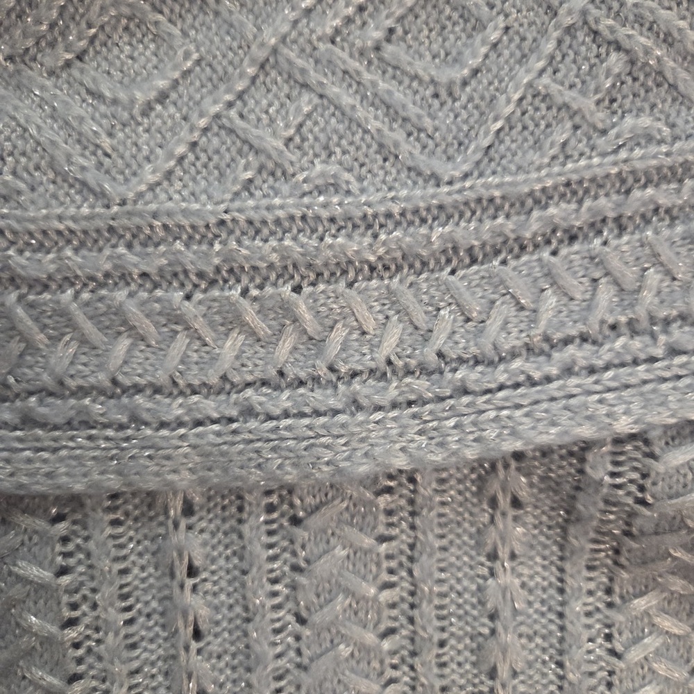 White House Black Market Gray Off-Shoulder Cable Knit Sweater - Picture 6 of 6